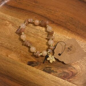 Gold and Tan Bohemian Charm Bracelet